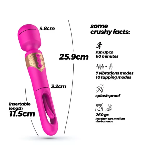 Crushious Vibrátor Dupla rezgés, ütő 25,9 cm fekete