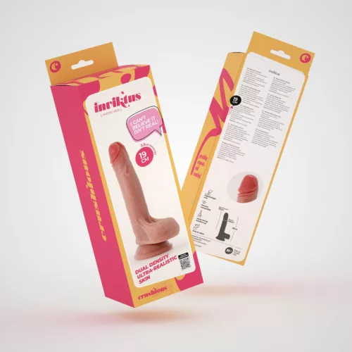 Crushious Dildó Extra erős tapadókorong, rugalmas, vízálló 19 cm folyékony szilikon hús szín