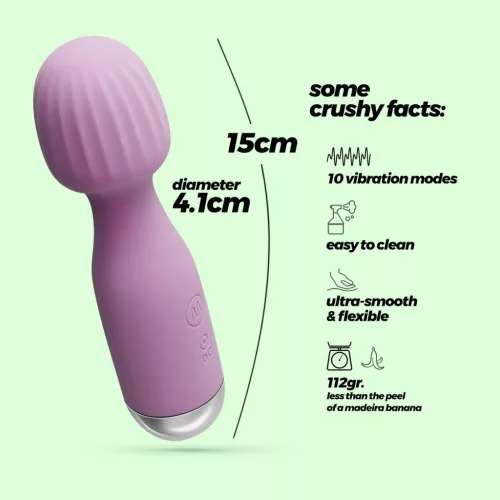 Crushious Wand vibrátor 10 módú vízálló USB-töltős 15 cm lila