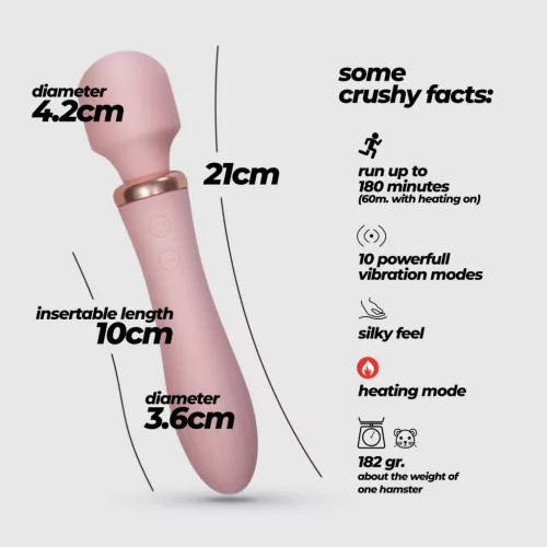 Crushious Vibrátor 10 mód, fűthető 21 cm rózsaszín