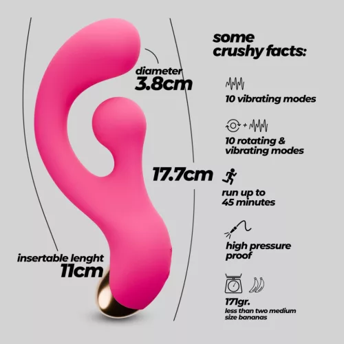 Crushious Vibrátor G-pont stimuláló, forgó mozgás 17,7 cm fekete