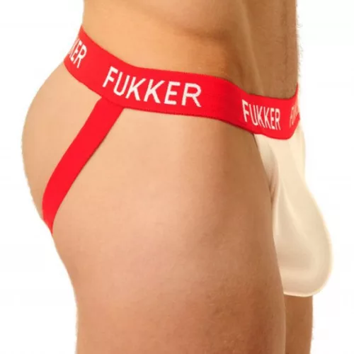 Fukker Jockstrap – stílusos fehér-piros férfi fehérnemű