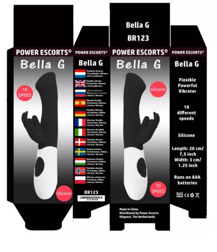 Bella G Vibrátor pontszerű G-pont stimuláló vízálló fekete 20 cm