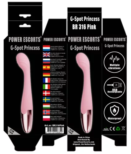 Power Escorts Vibrátor 10 mód USB-töltés szilikon 18 cm rózsaszín G-pont stimuláló vízálló csendes