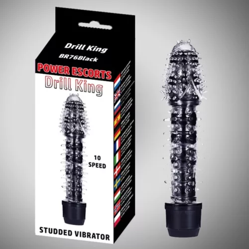 Power Escorts Vibrátor tüskékkel 10 fokozat fekete 16,8 cm