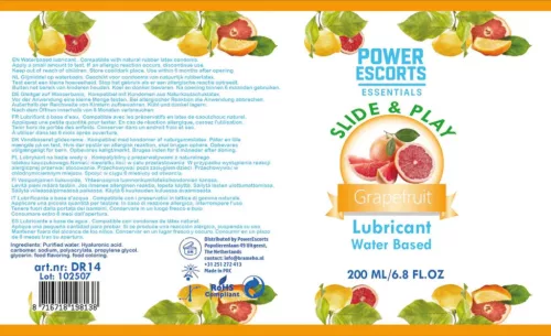 Power Escorts síkosító vízbázisú, hialuronsavas, 200 ml, grejpfrút illatú