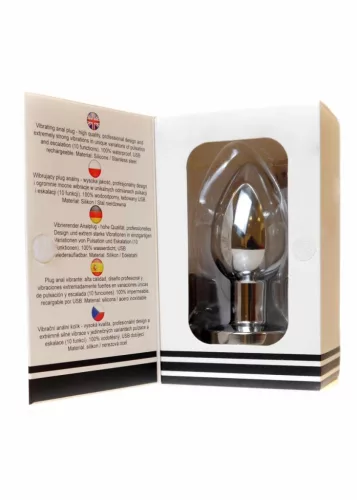 Stymulator USB újratölthető anál dildó ezüst 10 funkció