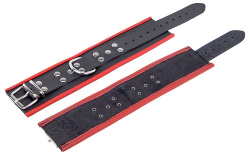 Bőr bokakötők – fekete-piros prémium érzékiség