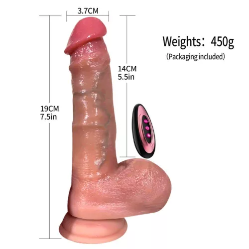 Vibrátor Teleszkópos mozgás, Melegíthető, Távirányítós 19 cm fekete