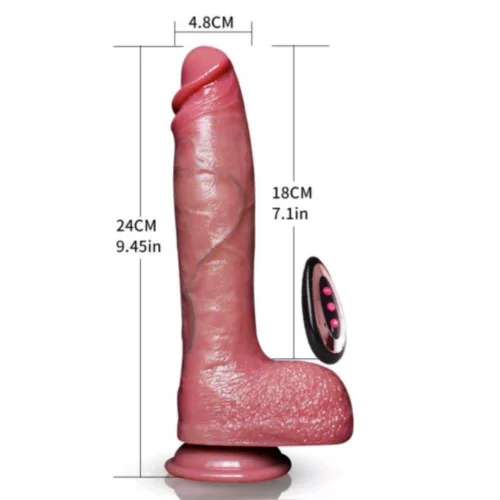 Vibrátor Rezgő, Teleszkópos mozgás, Intelligens melegítés 25 cm fekete