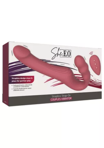 She.E.O Vibrátor pánt nélküli, 10 mód, távirányítós, USB töltés, szilikon 22 cm fekete