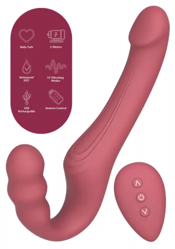 She.E.O Vibrátor pánt nélküli, 10 mód, távirányítós, USB töltés, szilikon 22 cm fekete