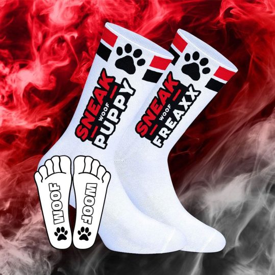 Sneak Woof – vörös kutyás pamutzokni