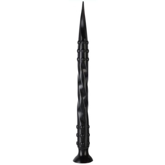 Prémium dildó - hegyes, csavart alakú, 65 cm fekete