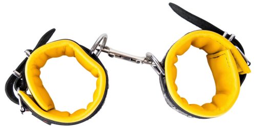 Párnázott bőr lábfogó - fekete/sárga prémium kiegészítő