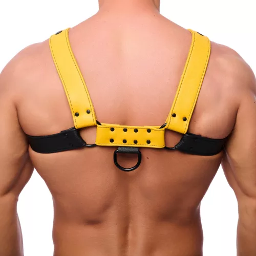 Snap - prémium bőr harnes sárga-fekete színben
