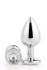 Gleaming Love Anál plug fényes alumínium kővel közepes méret