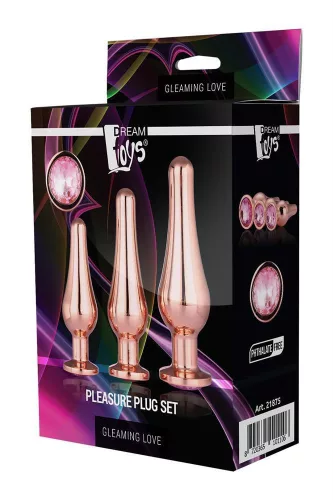 Gleaming Love Anál plug szett fényes kövekkel 9-12,7 cm aranyrózsa