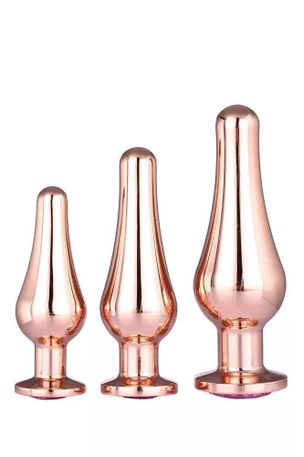 Gleaming Love Anál plug szett fényes kövekkel 9-12,7 cm aranyrózsa