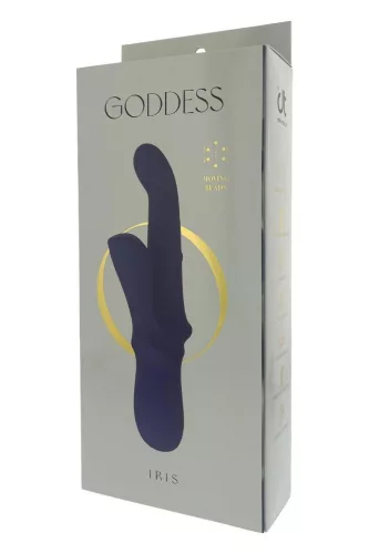 Goddess Vibrátor Duo funkciók kołysania, mozgó golyók 23,5 cm sötétkék arany részletekkel