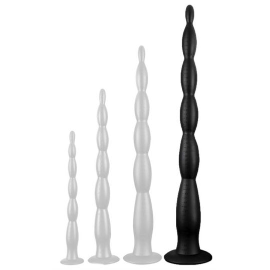 XL hosszú fekete gyöngyös dildo - érzékiség prémium minőségben