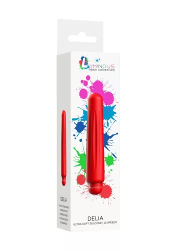 Delia vibrátor 10 fokozat, vízcseppálló 11,7 cm piros
