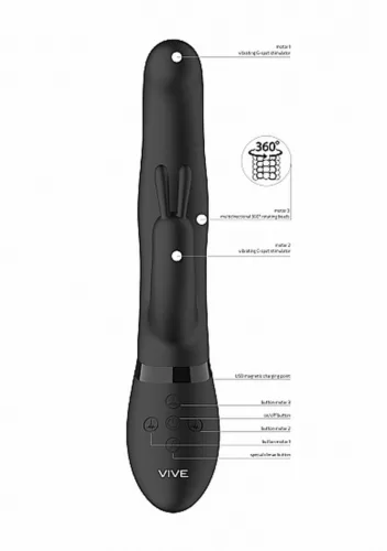 Izara Vibrátor G-pont stimuláló, forgó golyós, 11 cm fekete