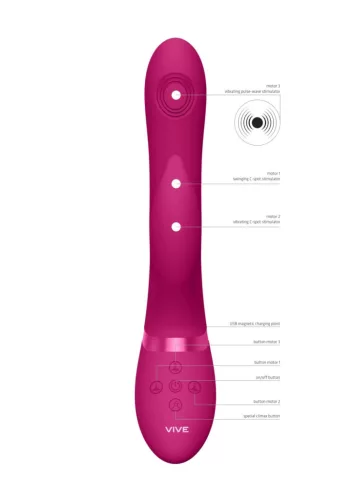 Aimi Vibrátor Rezgő, G-pont stimuláló, 10 mód USB-töltés, Vízálló Rózsaszín