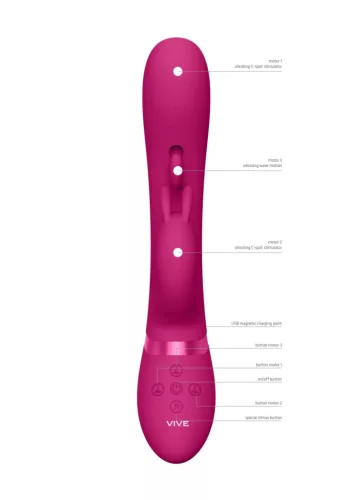 Vive Vibrátor 10 funkció, G-pont és csikló stimuláló 27,6 cm rózsaszín