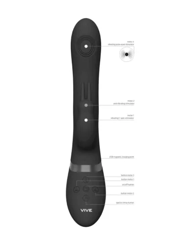 Vive Vibrátor 3 motoros, 10 módos, vízálló, csendes 22 cm fekete