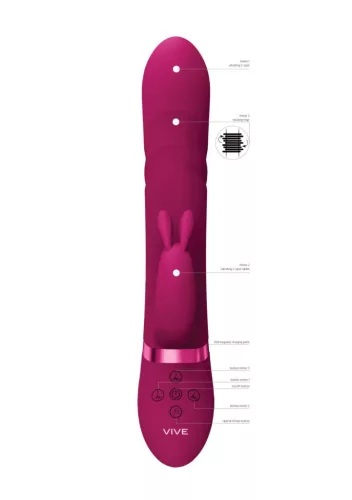 Vive Vibrátor Rezgő és forgó korongok G-pont stimuláló USB-töltés vízálló 15,4 cm fekete