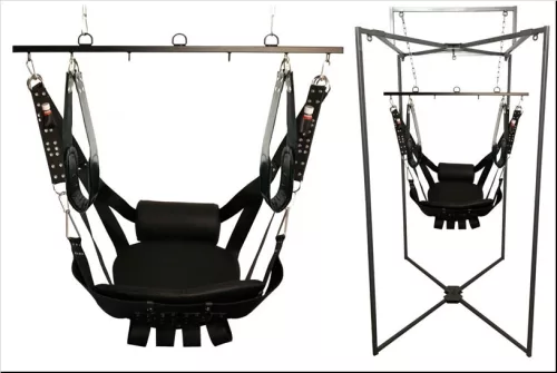 Kit Sling Cuir Deluxe – prémium bőr szexi hinta fekete színben