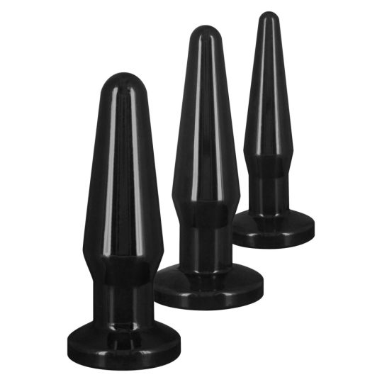Prémium fekete anális kúpok – 3 dbos szett