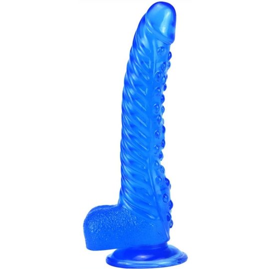 Dildo Monster Ribby – 22 cm-es bordázott kék dizájn