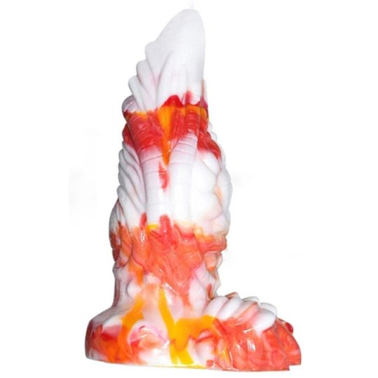 Rhegax – prémium fehér-narancs dildó 16 cm hosszú