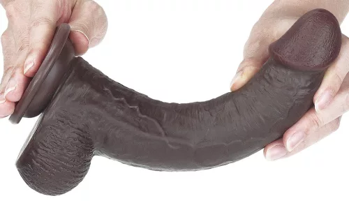 Sliding Skin – érzéki dildó barna színben 17 cm x 4,2 cm