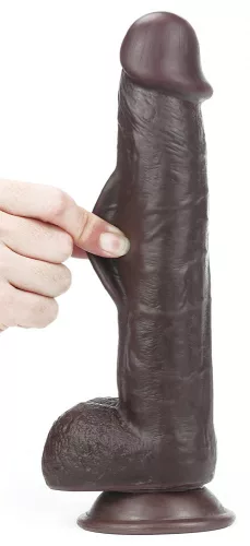 Prémium csúszó bőr dildó – 18 x 4.5 cm barna