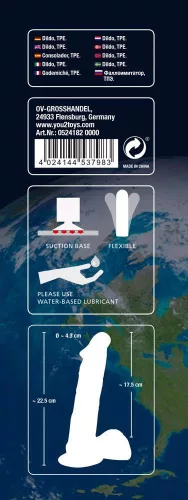 Szexjáték Dildó természetes hatású, tapadókorongos 22,5 cm bőrszínű