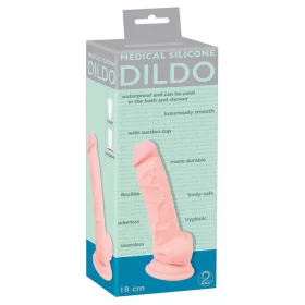 Műszerű szilikon dildó tapadókoronggal 18 cm barna