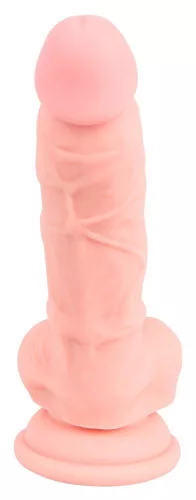 Műszerű szilikon dildó tapadókoronggal 18 cm barna