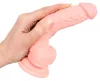 Műszerű szilikon dildó tapadókoronggal 18 cm barna