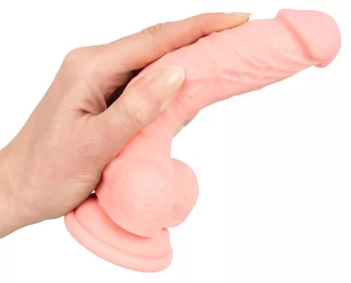 Műszerű szilikon dildó tapadókoronggal 18 cm barna