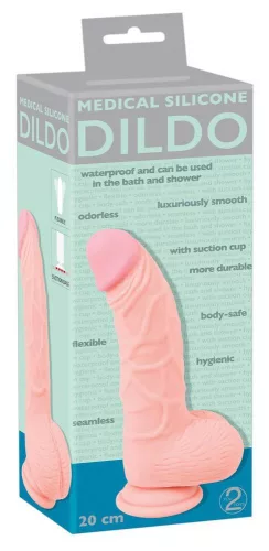 Dildó Realisztikus, Szívóaljjal 20 cm Szilikon