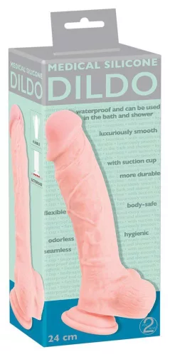 Silikon dildó Realisztikus, tapintható 24 cm fekete
