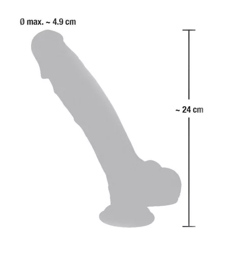 Silikon dildó Realisztikus, tapintható 24 cm fekete