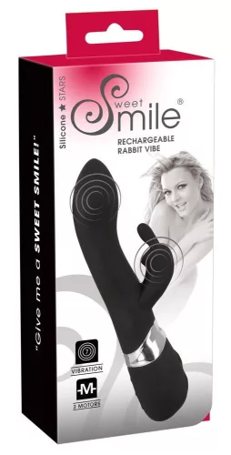 Sweet Smile Vibrátor Kettős motor, 7 mód USB töltő 21 cm fekete