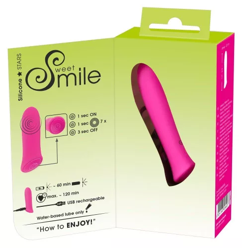 Sweet Smile Vibrátor USB-töltés 7 mód 8,5 cm fekete