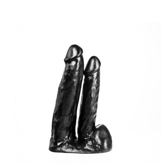 Dupla Dildorama – prémium fekete dupla dildó 18 cm hosszú