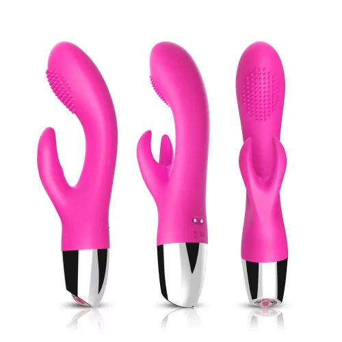 Vibrátor Kettős rezgés, USB töltés, vízálló 20 cm rózsaszín