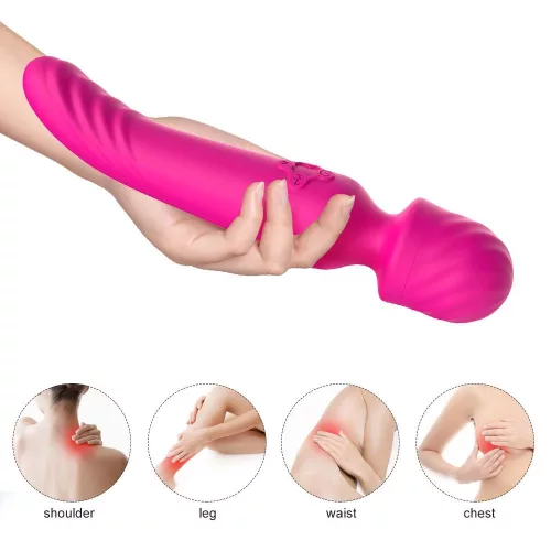 Masszázs vibrátor 9 rezgés, állandó 42 °C, USB töltés 22 cm rózsaszín